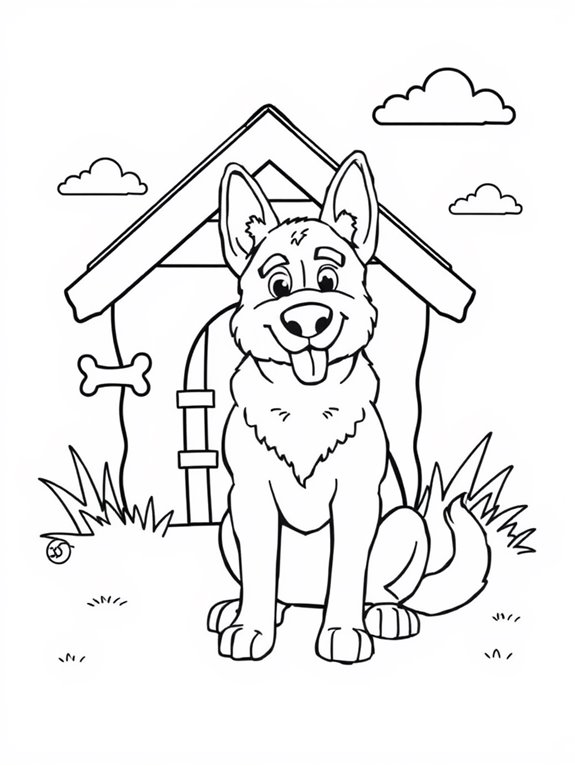 german shepherd in doghouse