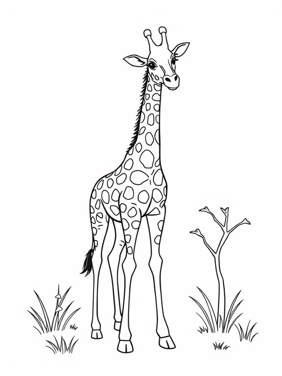 giraffe coloring page design