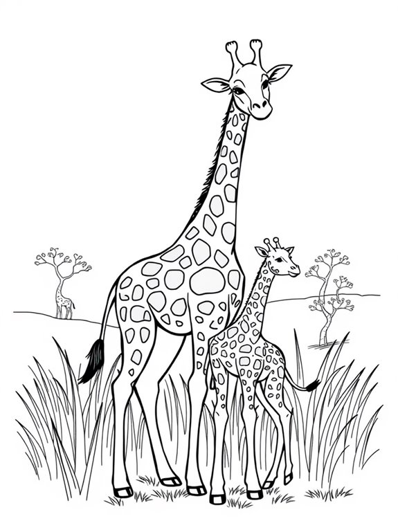 giraffe family coloring page