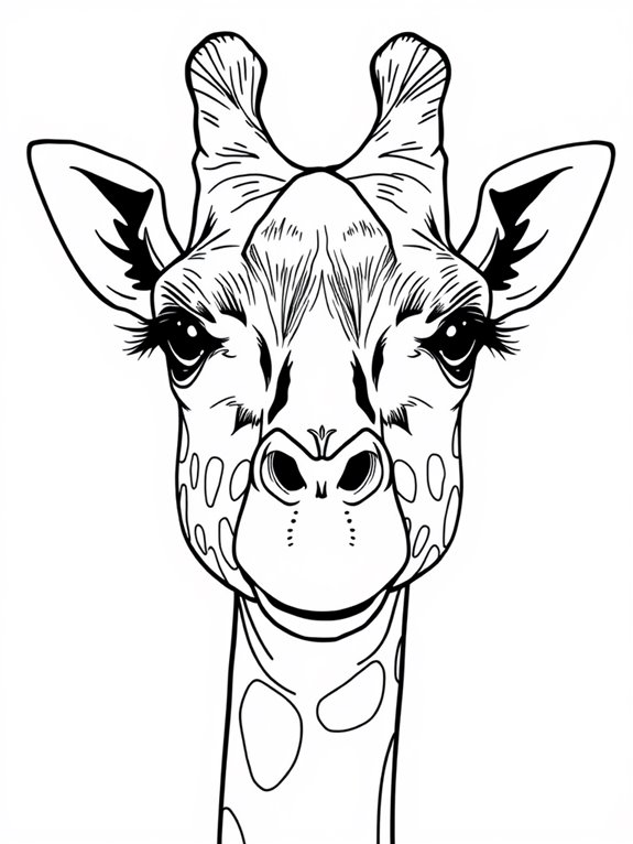 giraffe head coloring page