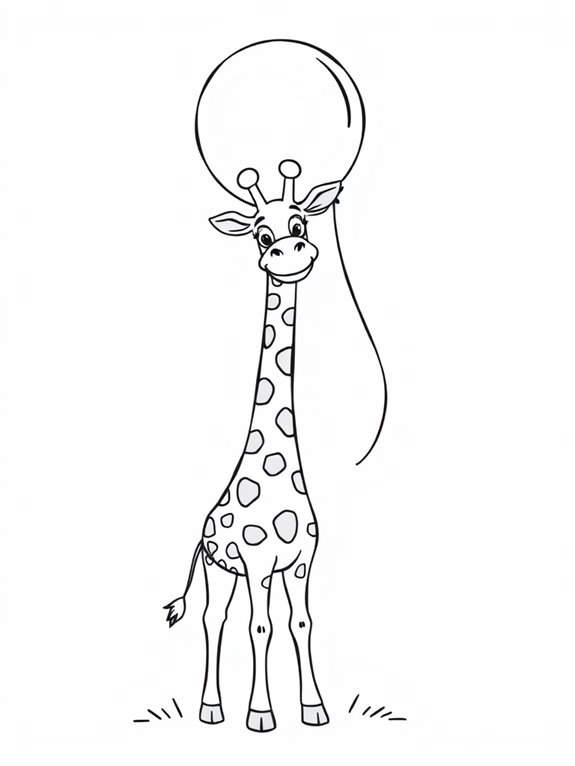 giraffe holding a balloon