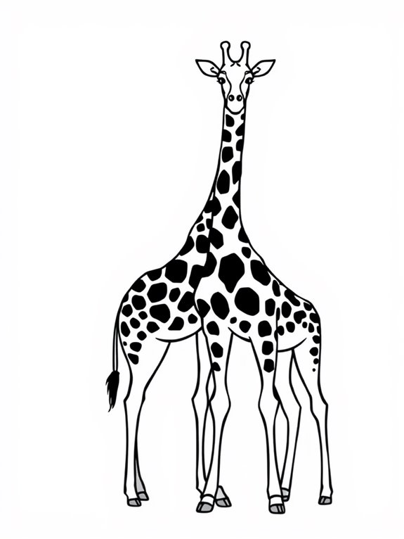 giraffes coloring page silhouette