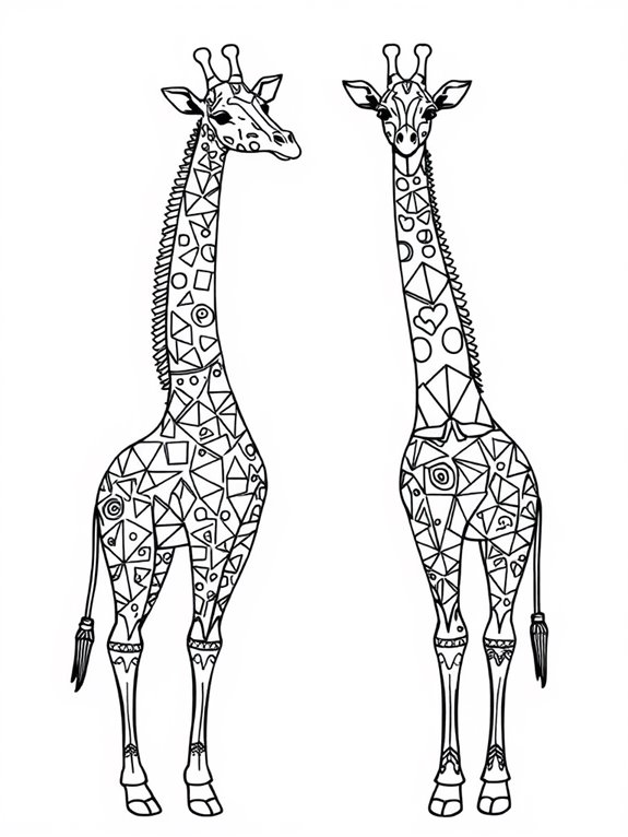 giraffes with geometric designs