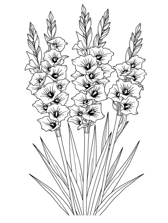 gladiolus bouquet coloring activity