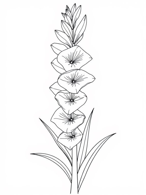 gladiolus flower coloring page