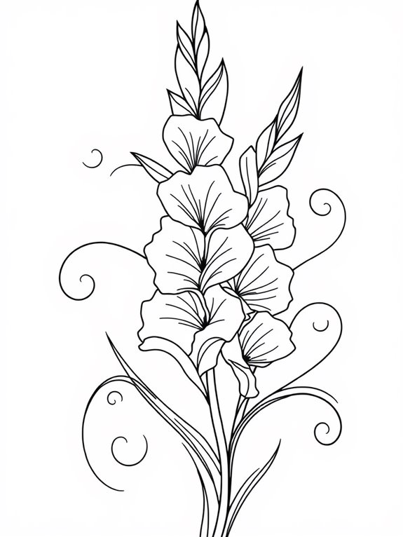 gladiolus flower coloring page