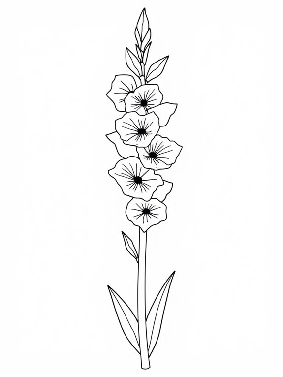 gladiolus flower coloring page