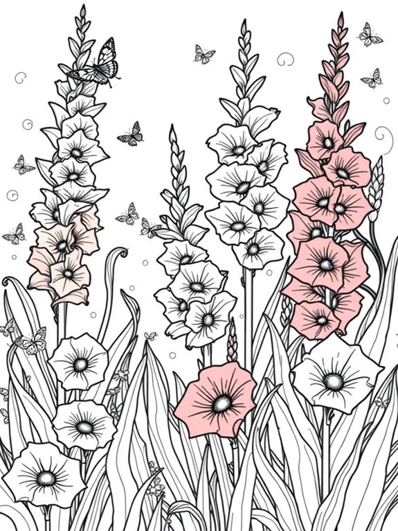 gladiolus flowers coloring page