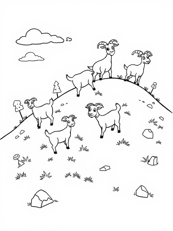 goats climbing a hill