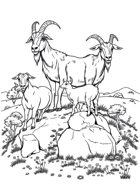 goats coloring page design