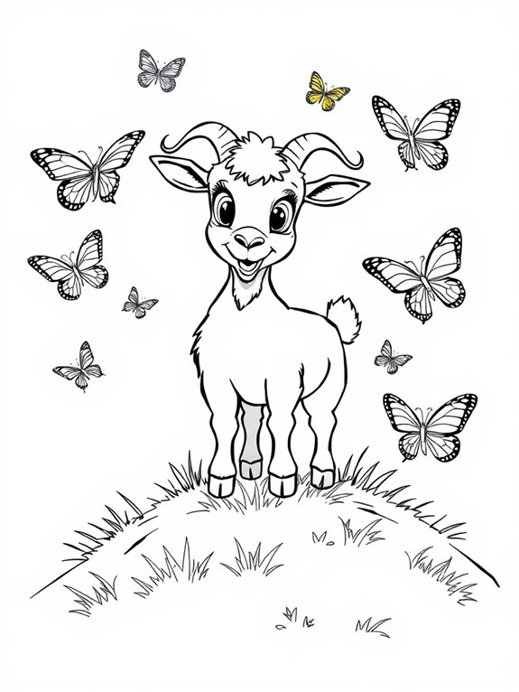 goats surrounded by butterflies