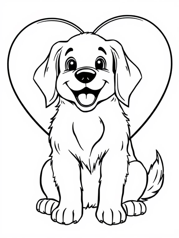 golden retriever heart drawing