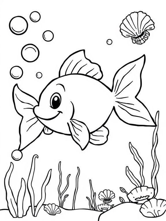 goldfish bubbles coloring page