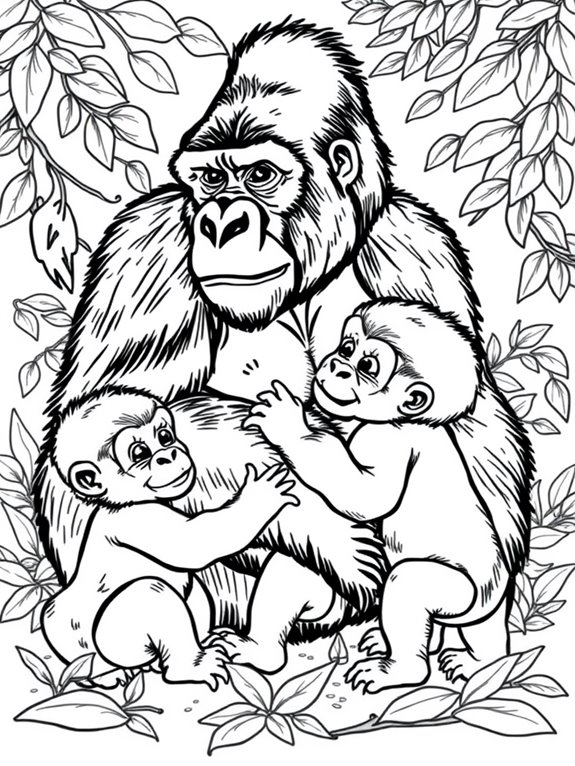 gorilla family coloring page