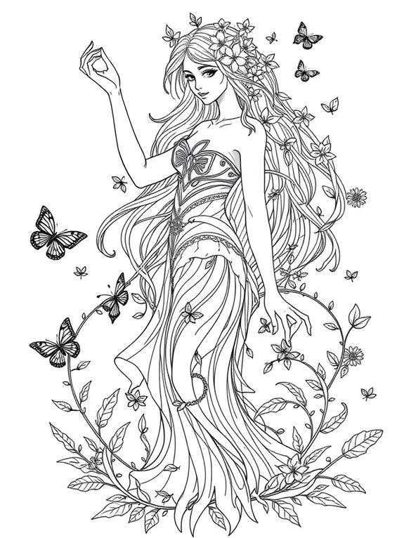 graceful fairy coloring page