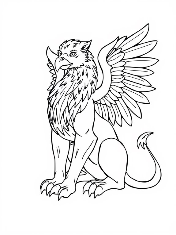 graceful sitting griffin illustration