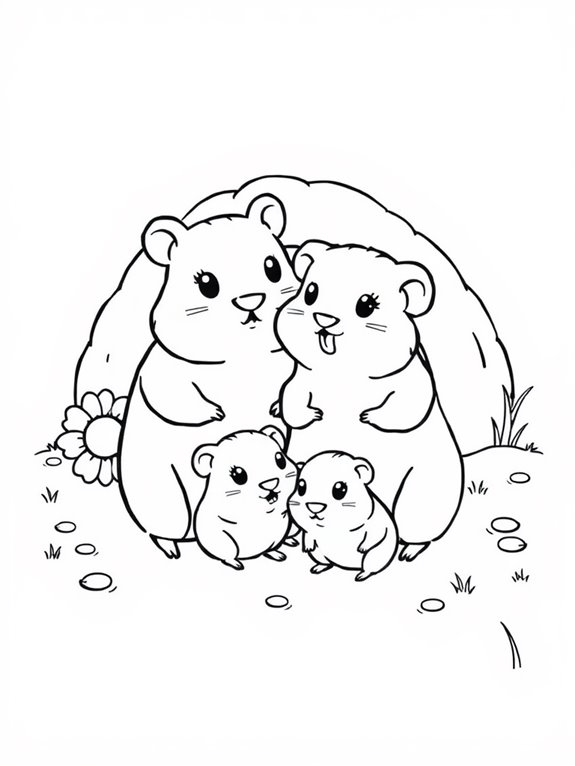 hamster family coloring page