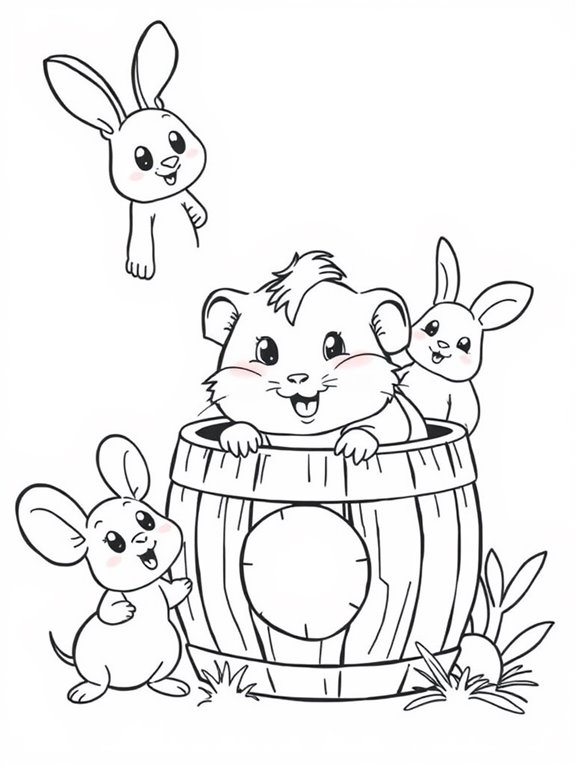 hamster friends in barrel