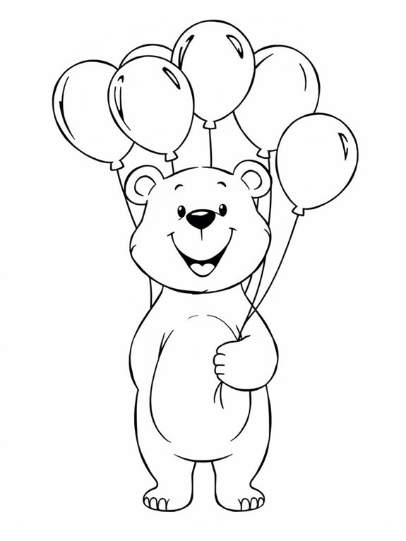 happy bear with balloons