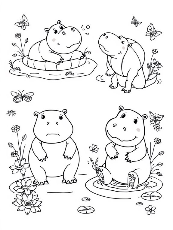 happy hippos coloring fun