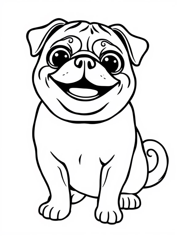 happy pug coloring page