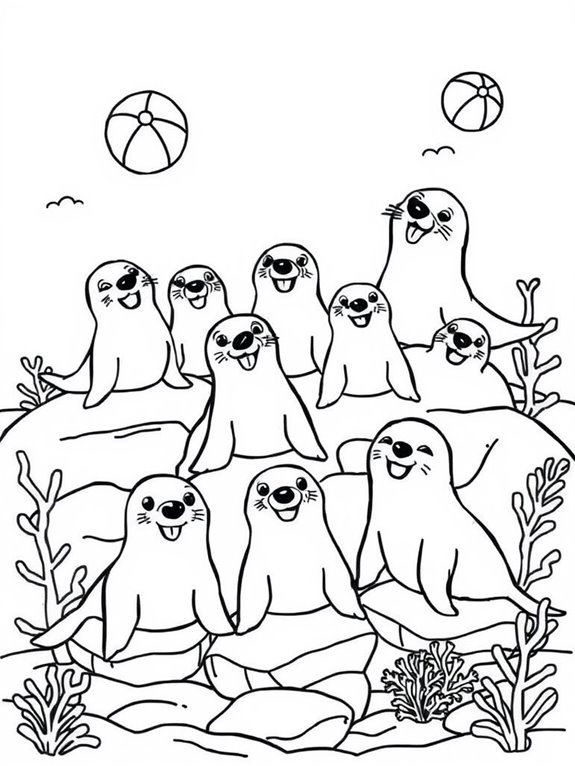 happy seals coloring activity