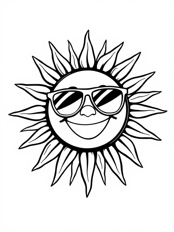 happy sun with sunglasses