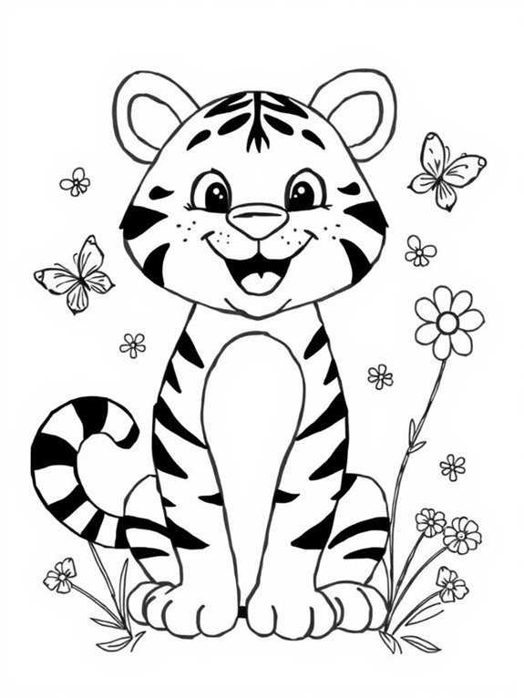 happy tiger coloring page