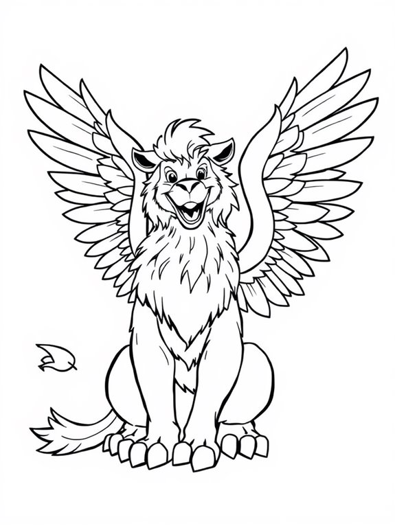 happy winged griffin illustration