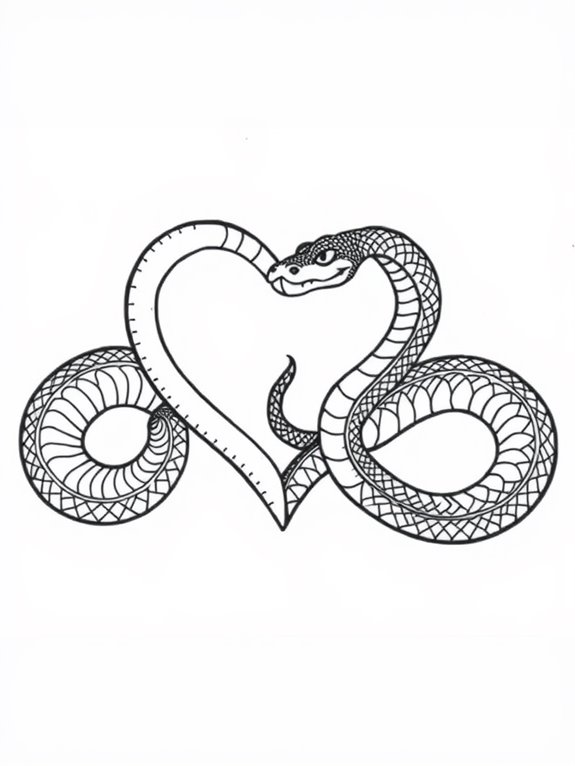 heart shaped snake coloring page