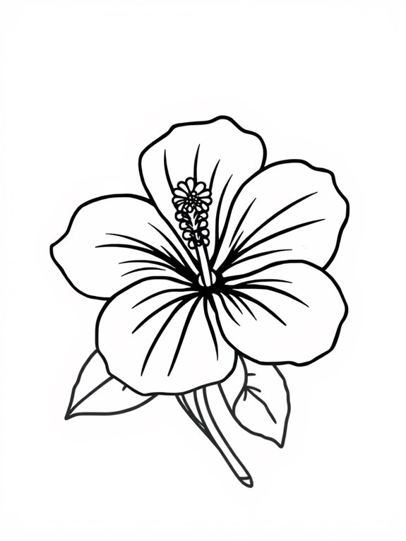 hibiscus flower coloring page