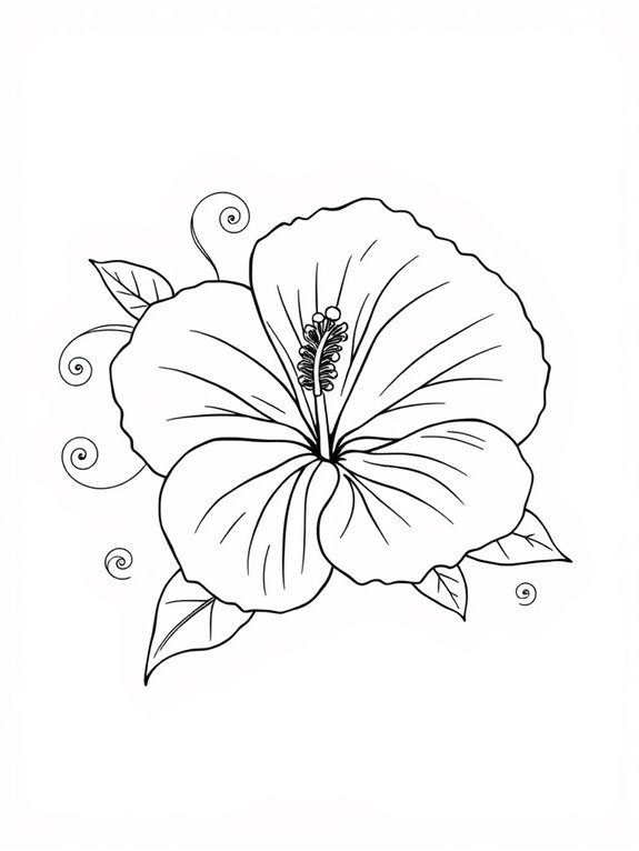 hibiscus flower coloring page