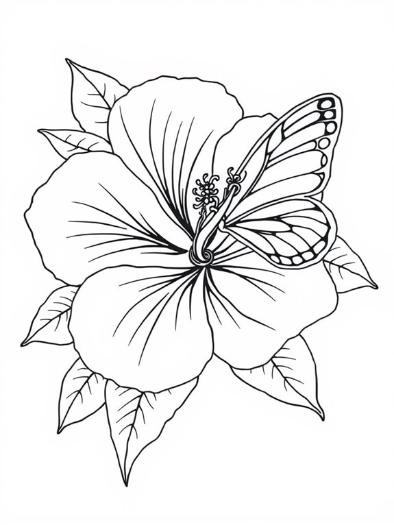 hibiscus flowers and butterflies