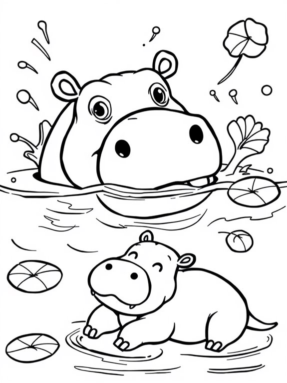 hippo coloring page design