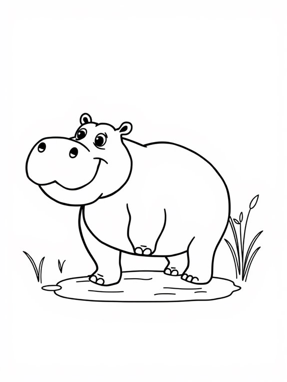 hippo coloring page design