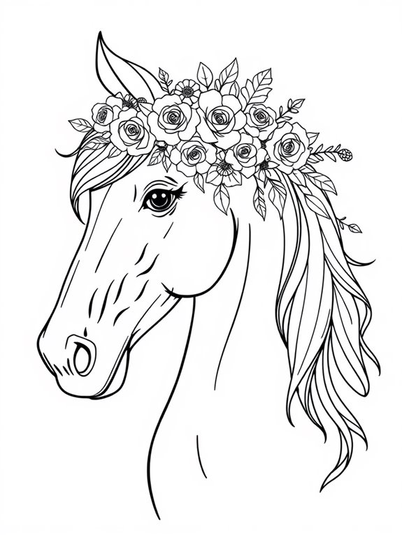 horse adorned with flowers