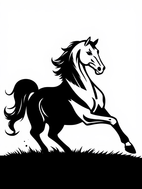 horse silhouette coloring page