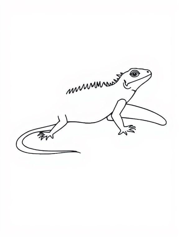 iguana coloring page silhouette