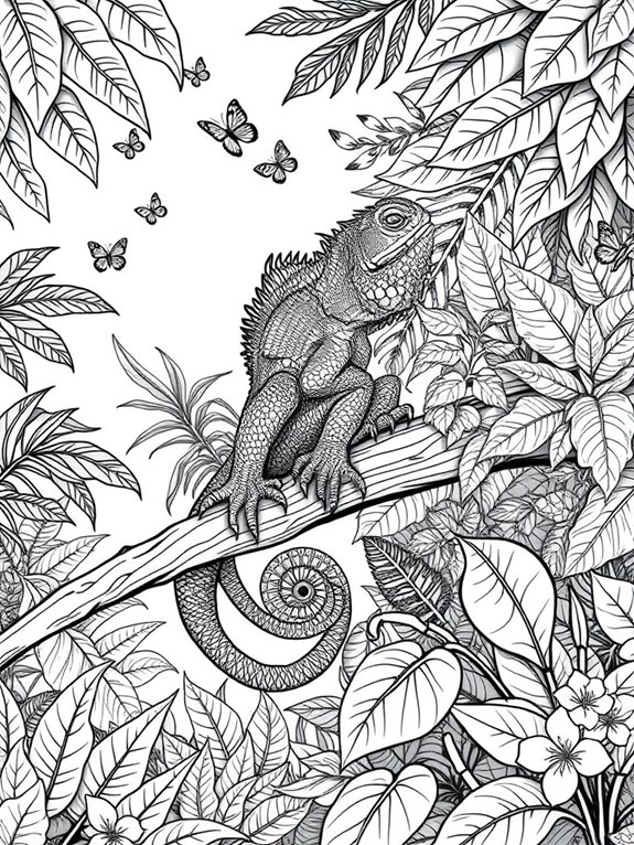 iguana in jungle scene