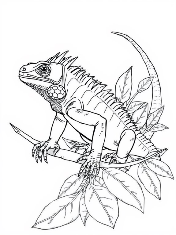 iguana line art coloring