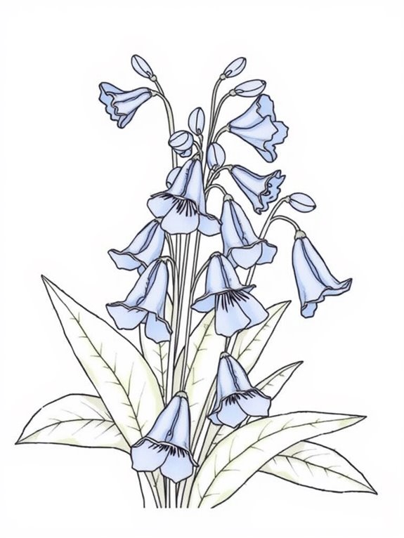 intricate bluebell line art