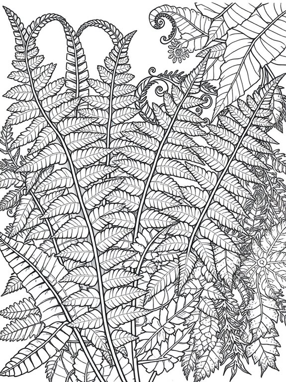 intricate fern designs coloring page