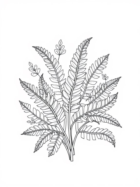 intricate fern line art