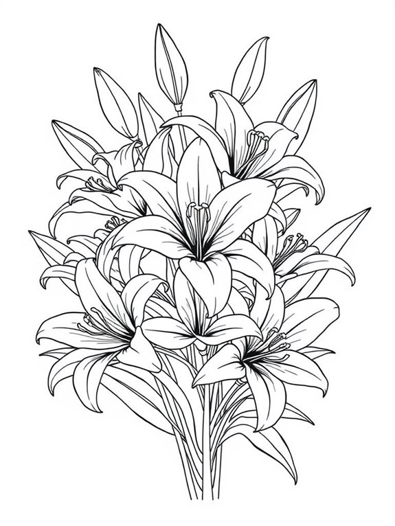 intricate lily coloring design