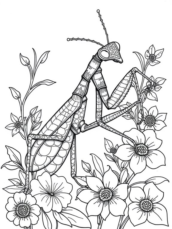 intricate mantis coloring page