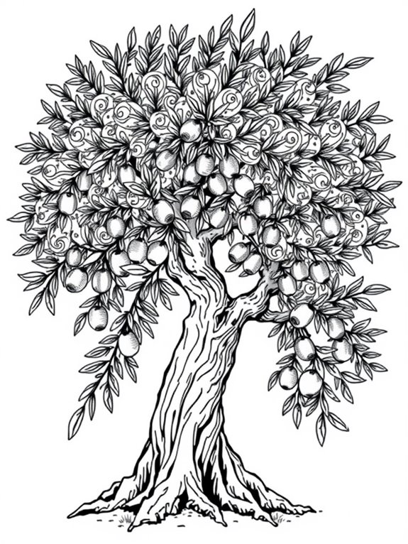 intricate olive tree design