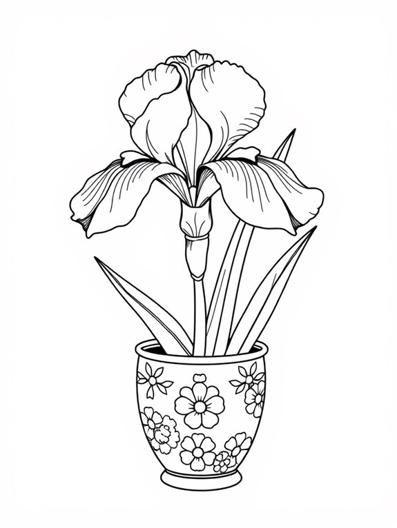 iris flower pot illustration