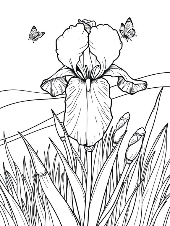 iris flowers in meadow