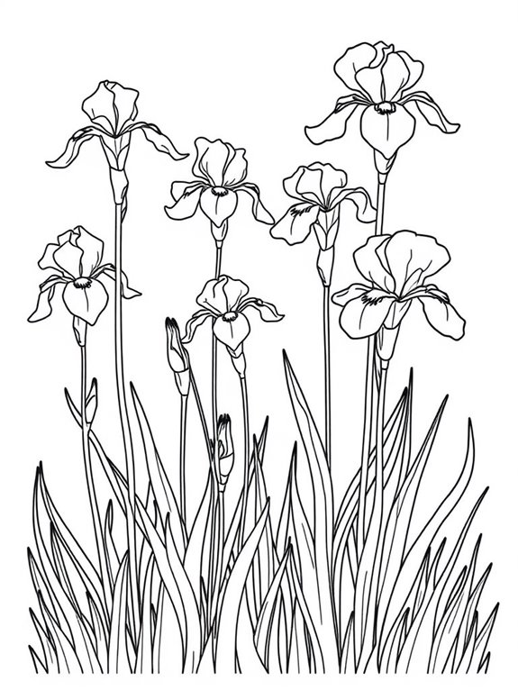 iris garden coloring page