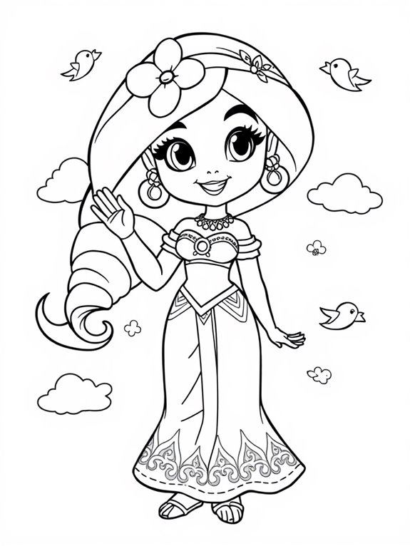 jasmine character coloring page